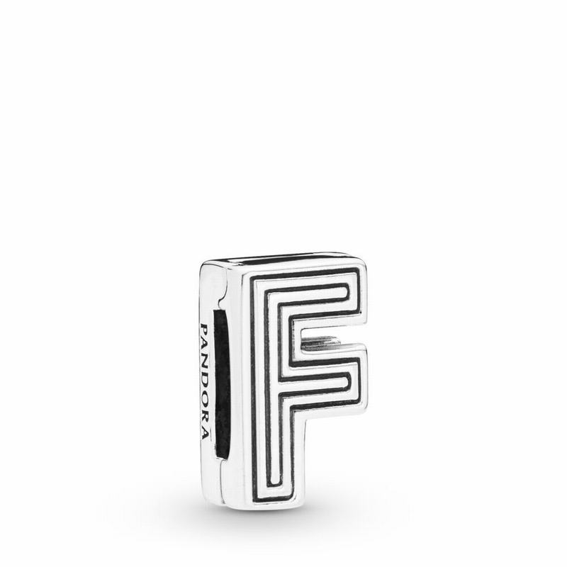 Pandora Reflexions™ Letter F Clip Charm Ireland - Sterling Silver/Silicone - 964135BPT